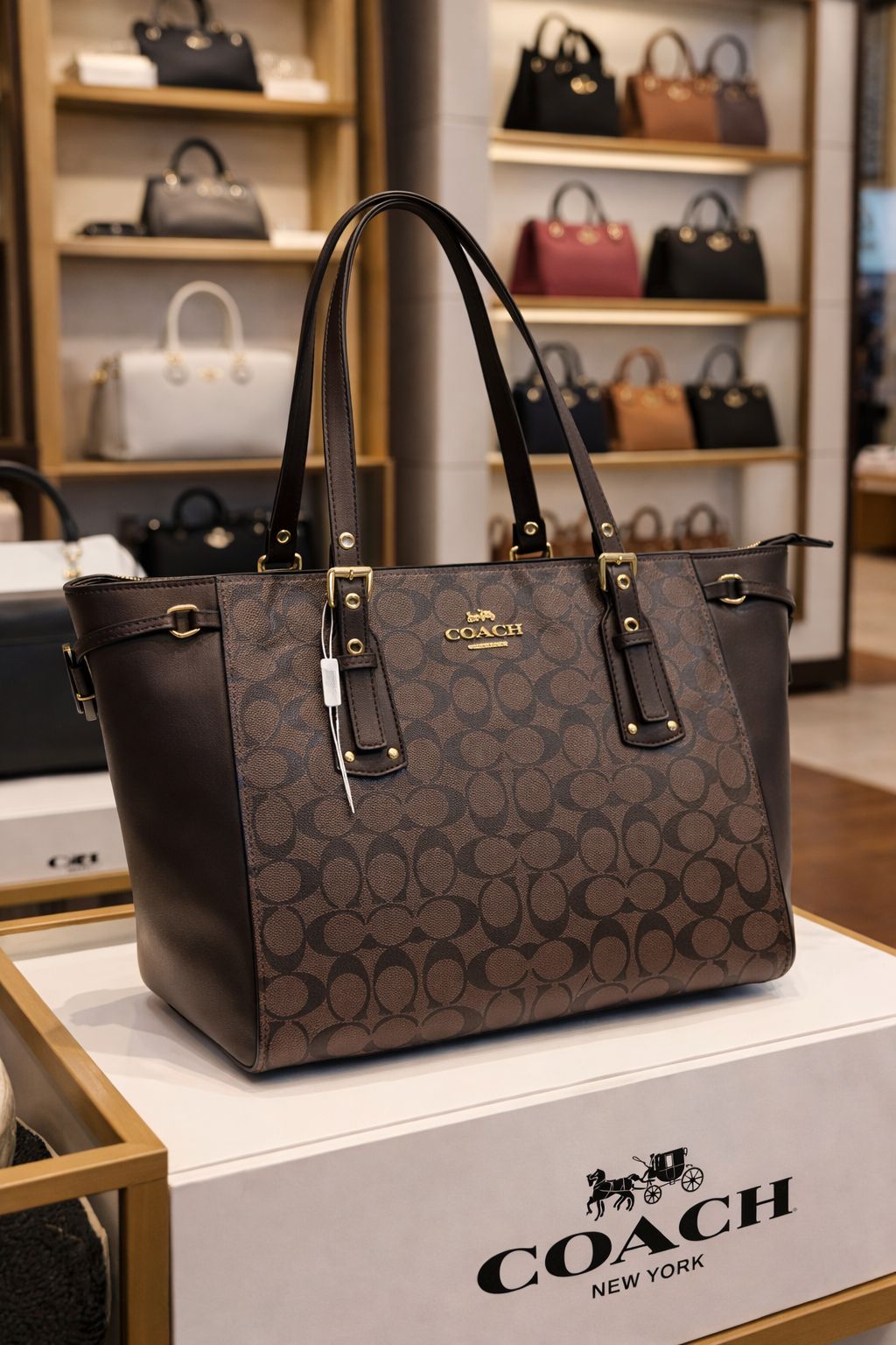 COACH VOYAGER PRINT TOTE BAG