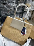 TOMMY HILFIGER WOVEN LEATHER TOTE