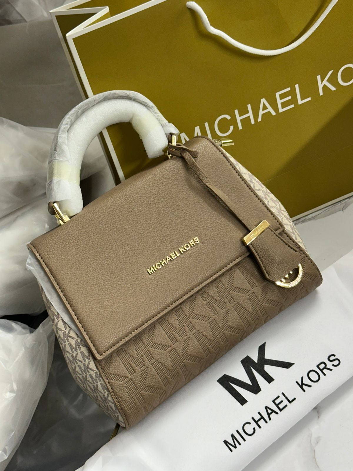 MICHAEL KORS AVA EMBOSSED HANDBAG