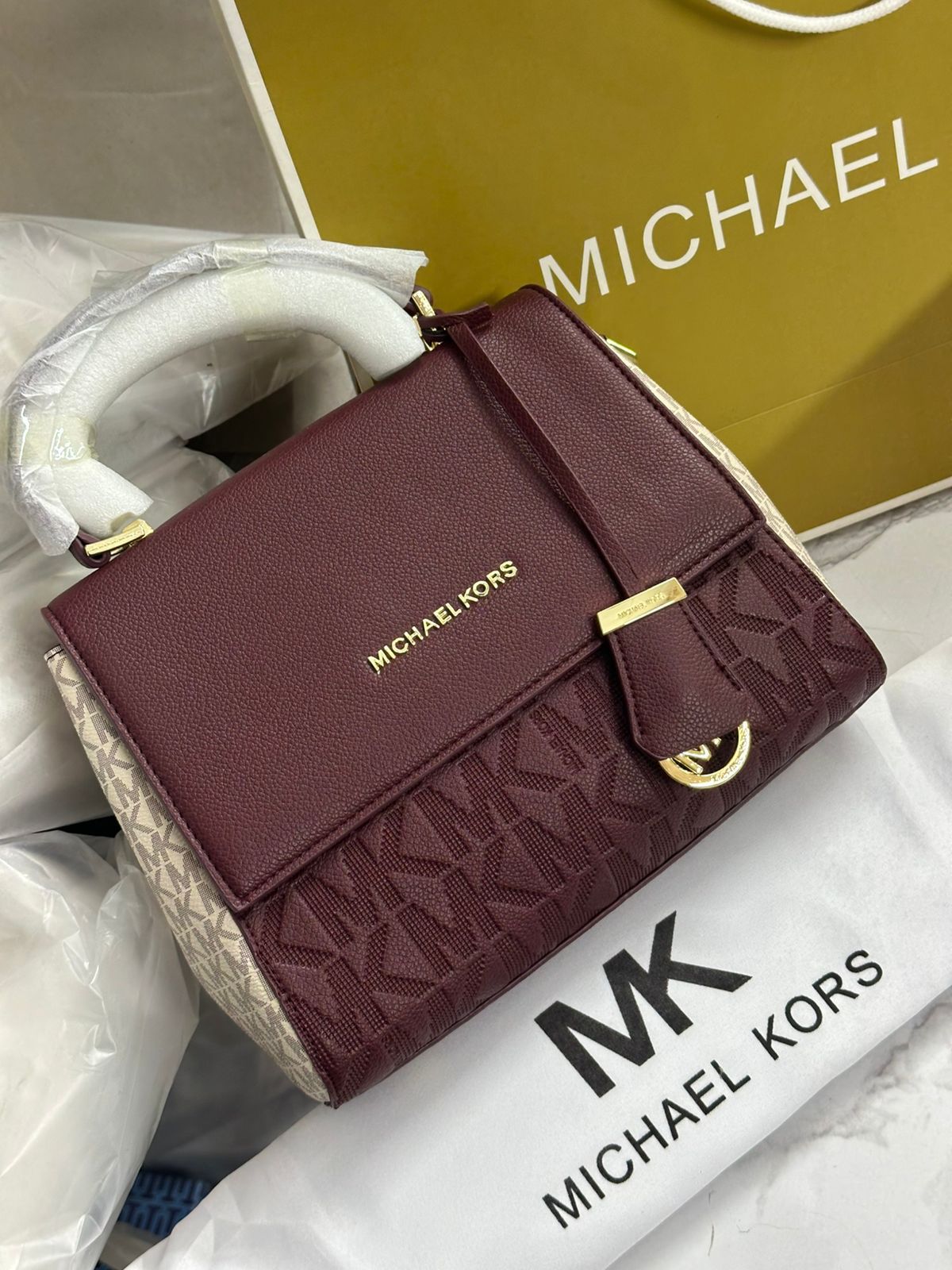 MICHAEL KORS AVA EMBOSSED HANDBAG